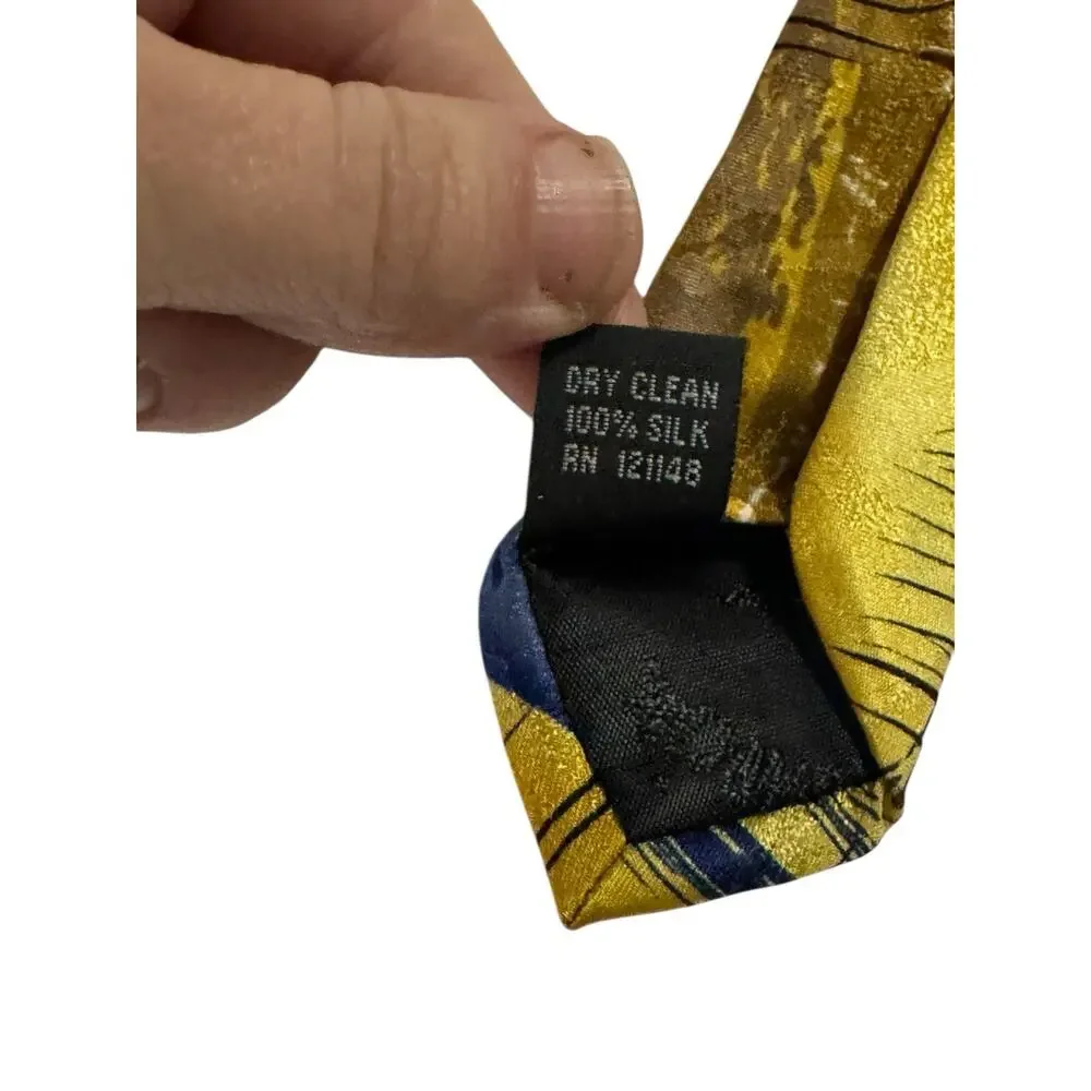 J Garcia Two Guards Collection Fifty Four Silk Novelty Necktie Yellow